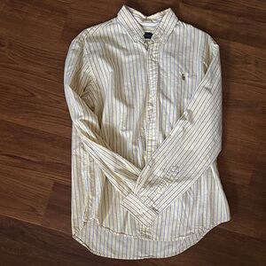 Polo by Ralph Lauren Cream Shirt with Yellow & Blue Stripes